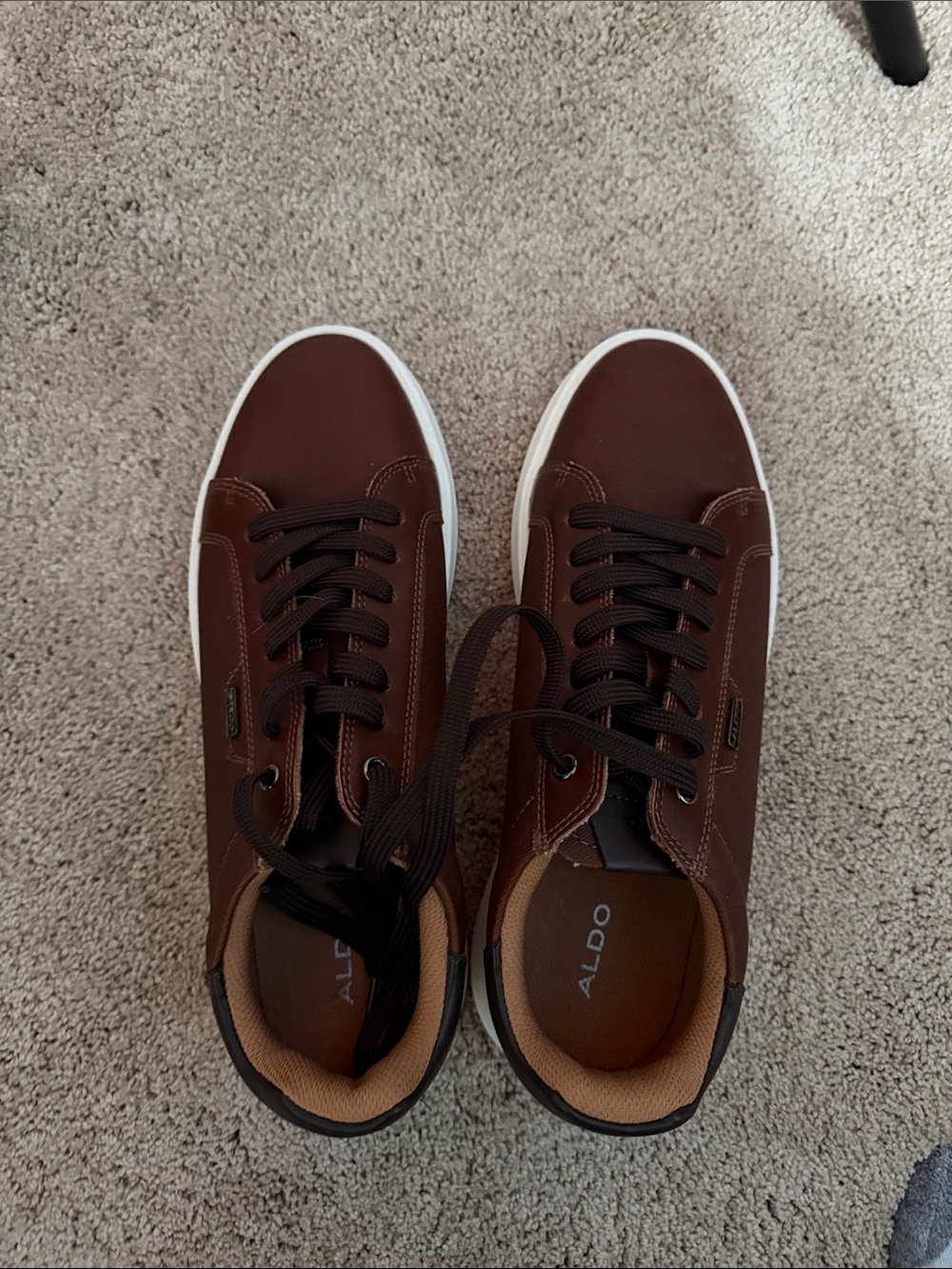ALDO Men’s Brown Leather Lace-Up Sneakers